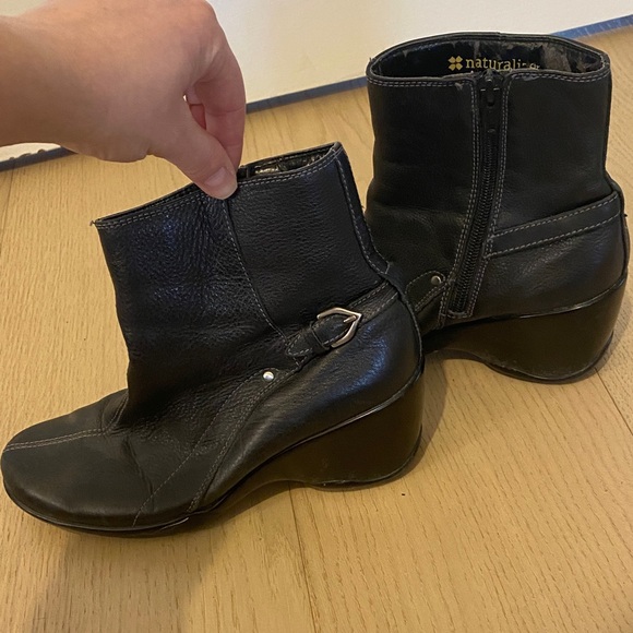 Naturalizer Black Leather Wedge Boots - Picture 7 of 8
